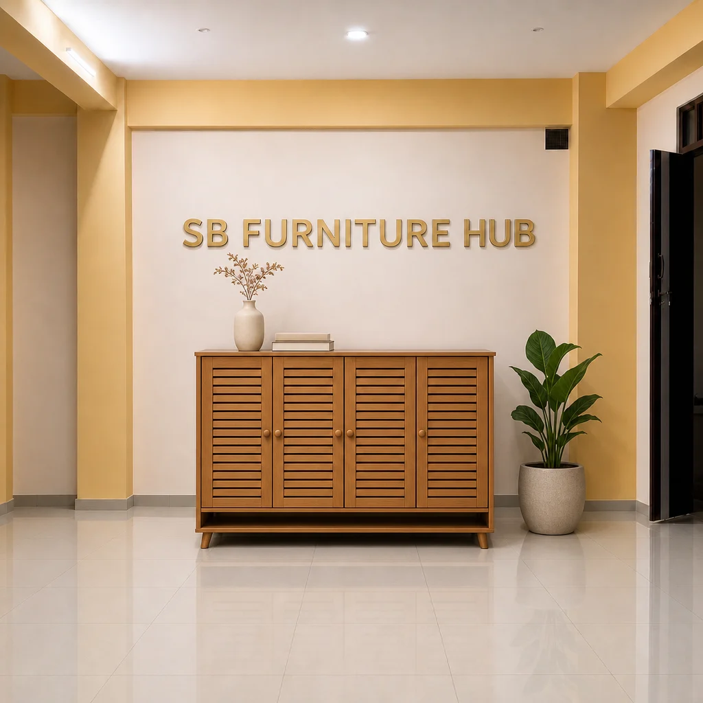 SBF Bamboo Louvre 4-Door Shoe Rack